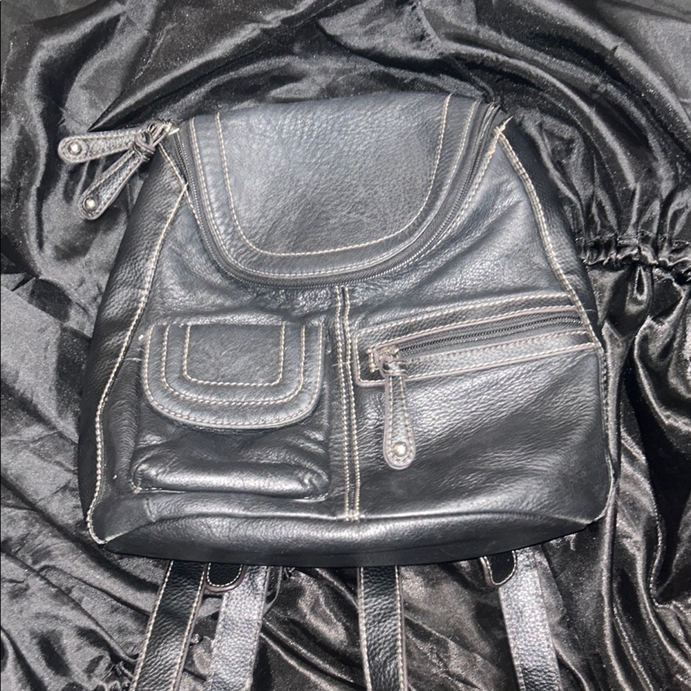 Tignanello Black Leather Backpack